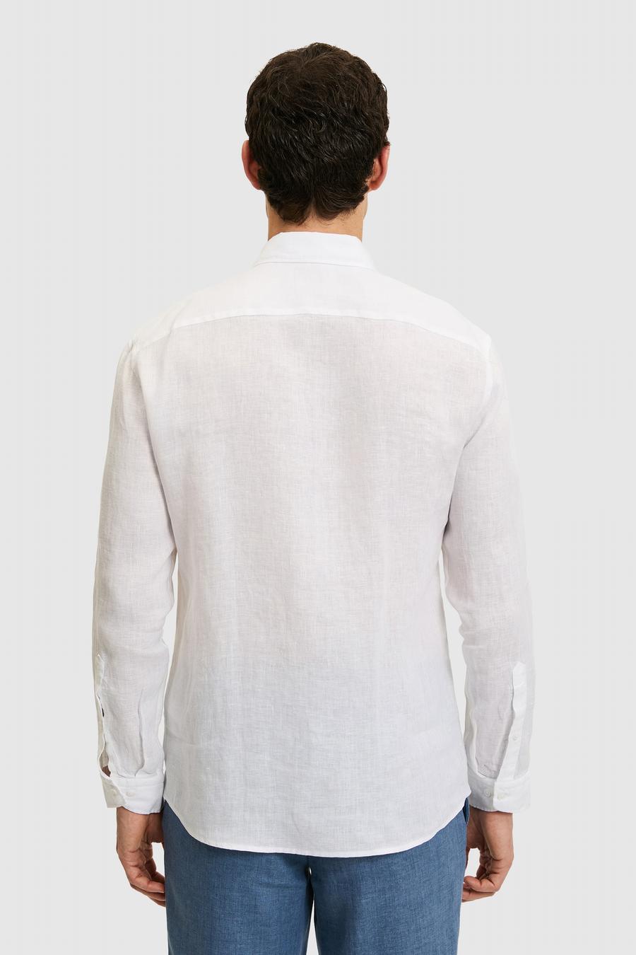 Beyaz Regular Fit %100 Keten Gömlek - 50319198261