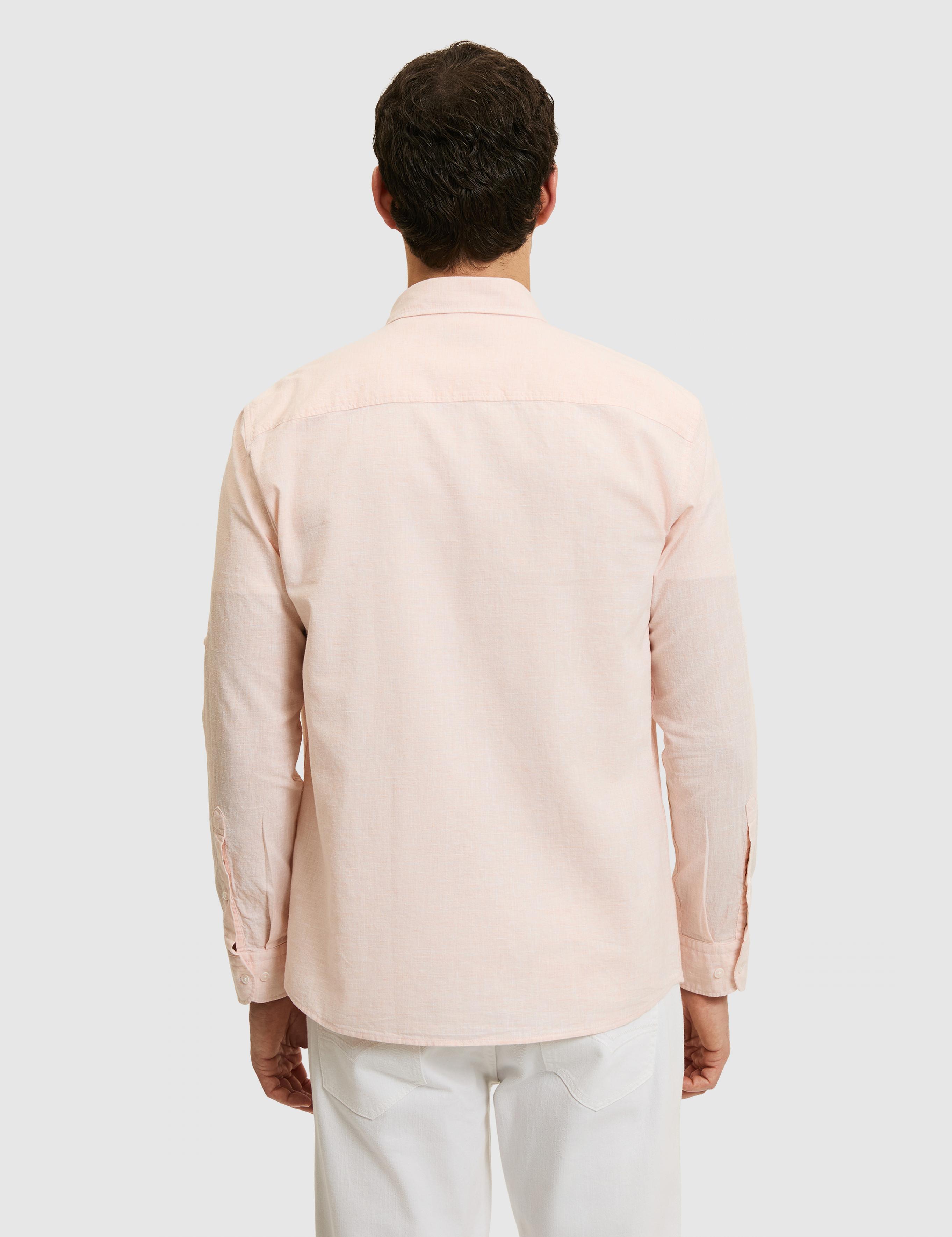 Somon Regular Fit Keten Karışımlı Yakası Düğmeli Gömlek - 50319534001