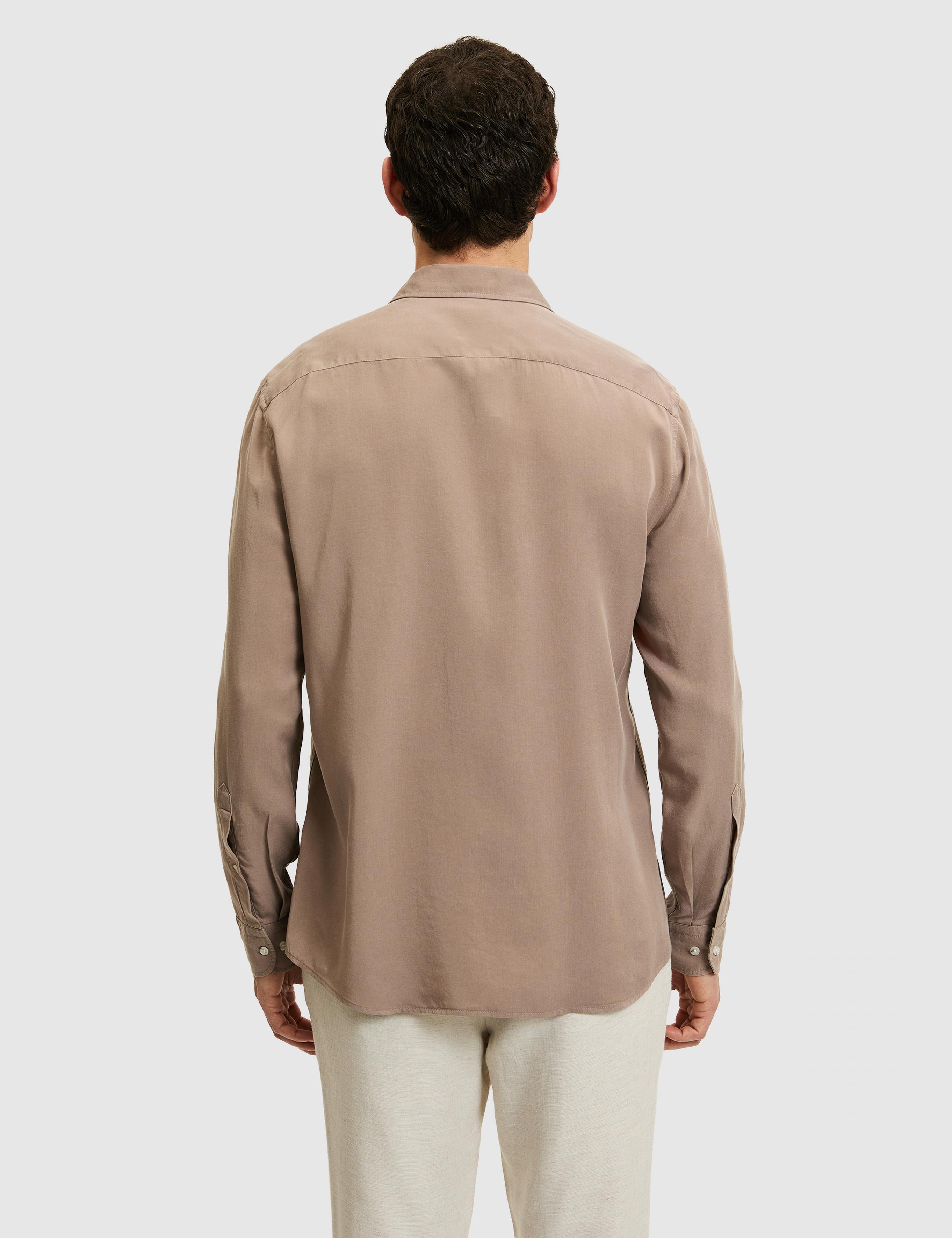 Bej Regular Fit %100 Liyosel Yakası Alttan Biritli Gömlek - 50325434008