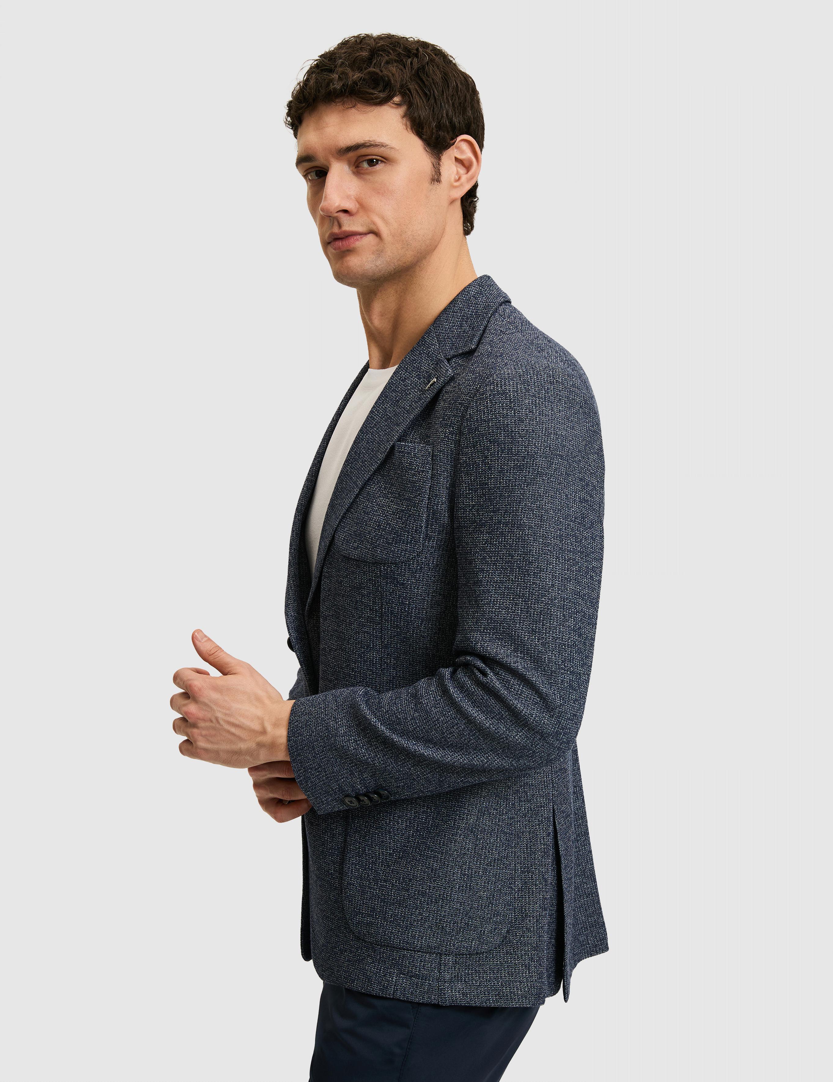 Lacivert Slim Fit Mikro Desen Mono Yaka Spor Ceket - 50319084080
