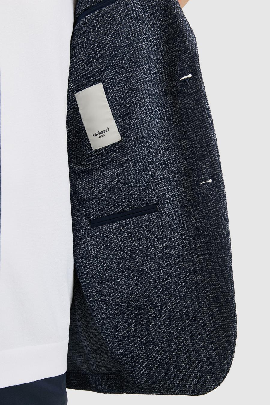Lacivert Slim Fit Mikro Desen Mono Yaka Spor Ceket - 50319084080