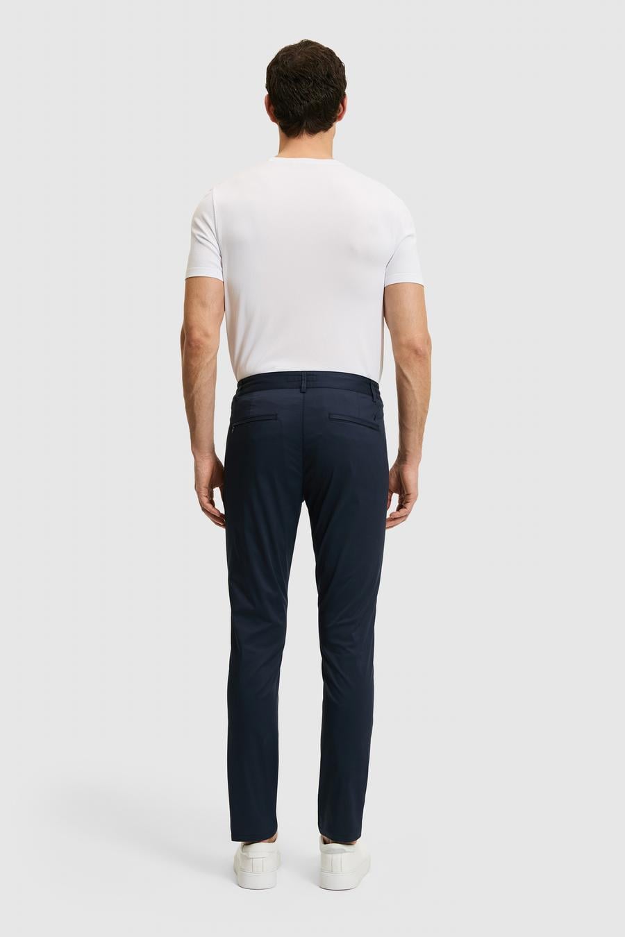 Lacivert Slim Fit Pamuk Karışımlı Beli Lastikli Kanvas Pantolon - 50321098008