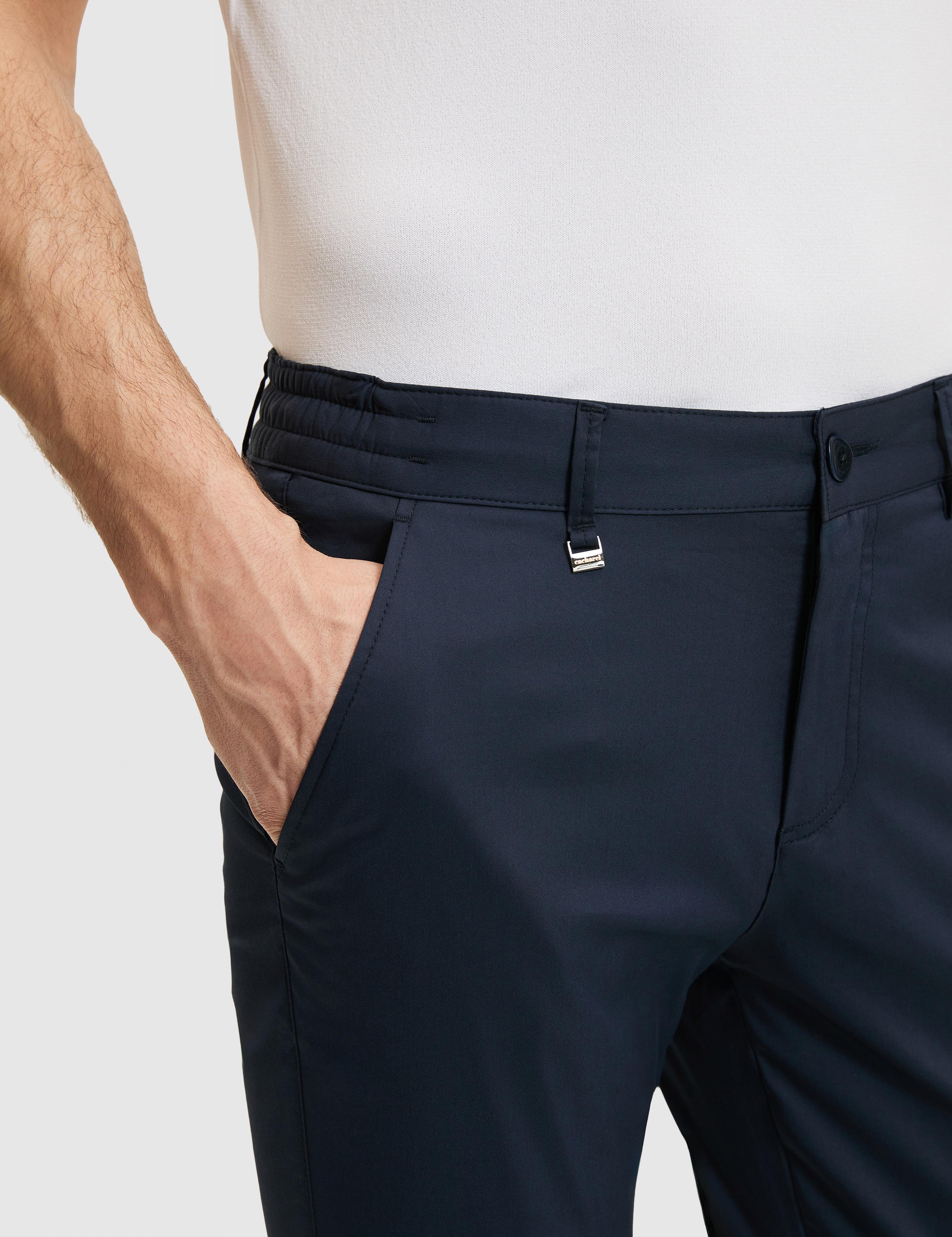 Lacivert Slim Fit Pamuk Karışımlı Beli Lastikli Kanvas Pantolon - 50321098008