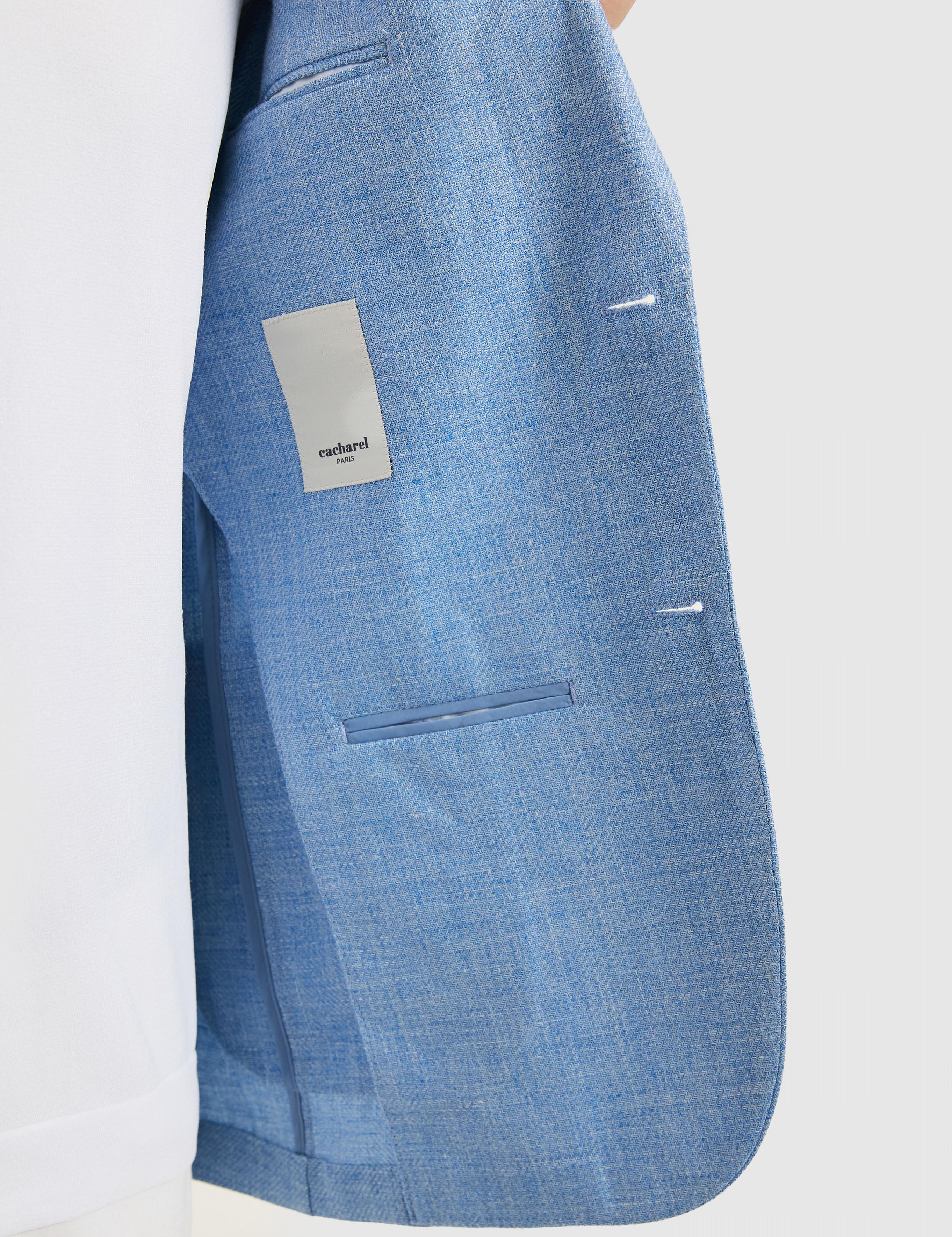 Mavi Slim Fit Yün Keten Karışımlı Mikro Desen Mono Yaka Ceket - 50319429044