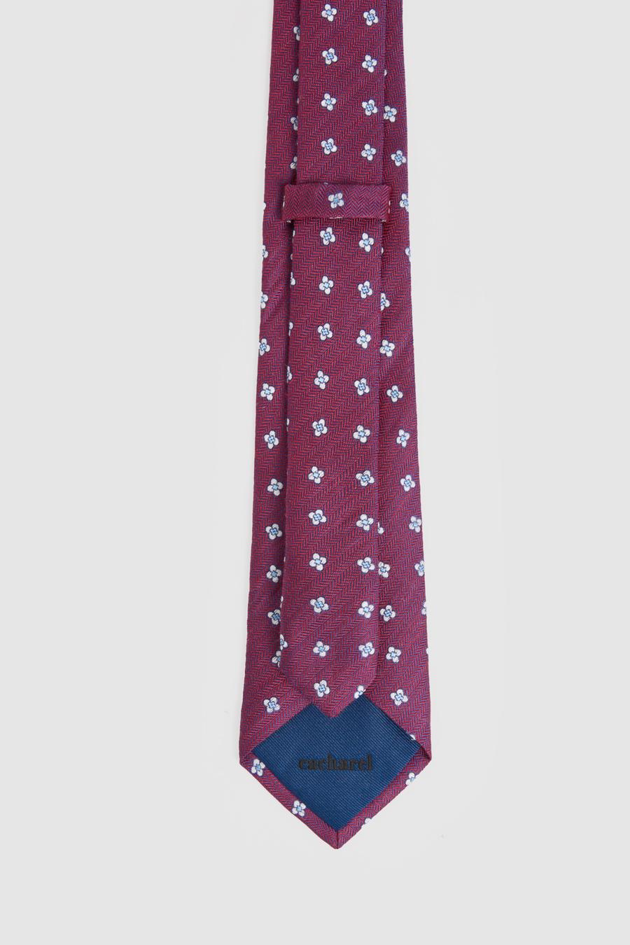 Bordo %100 İpek Desenli Kravat - 50325407002