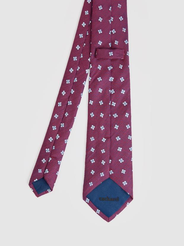 Bordo %100 İpek Desenli Kravat