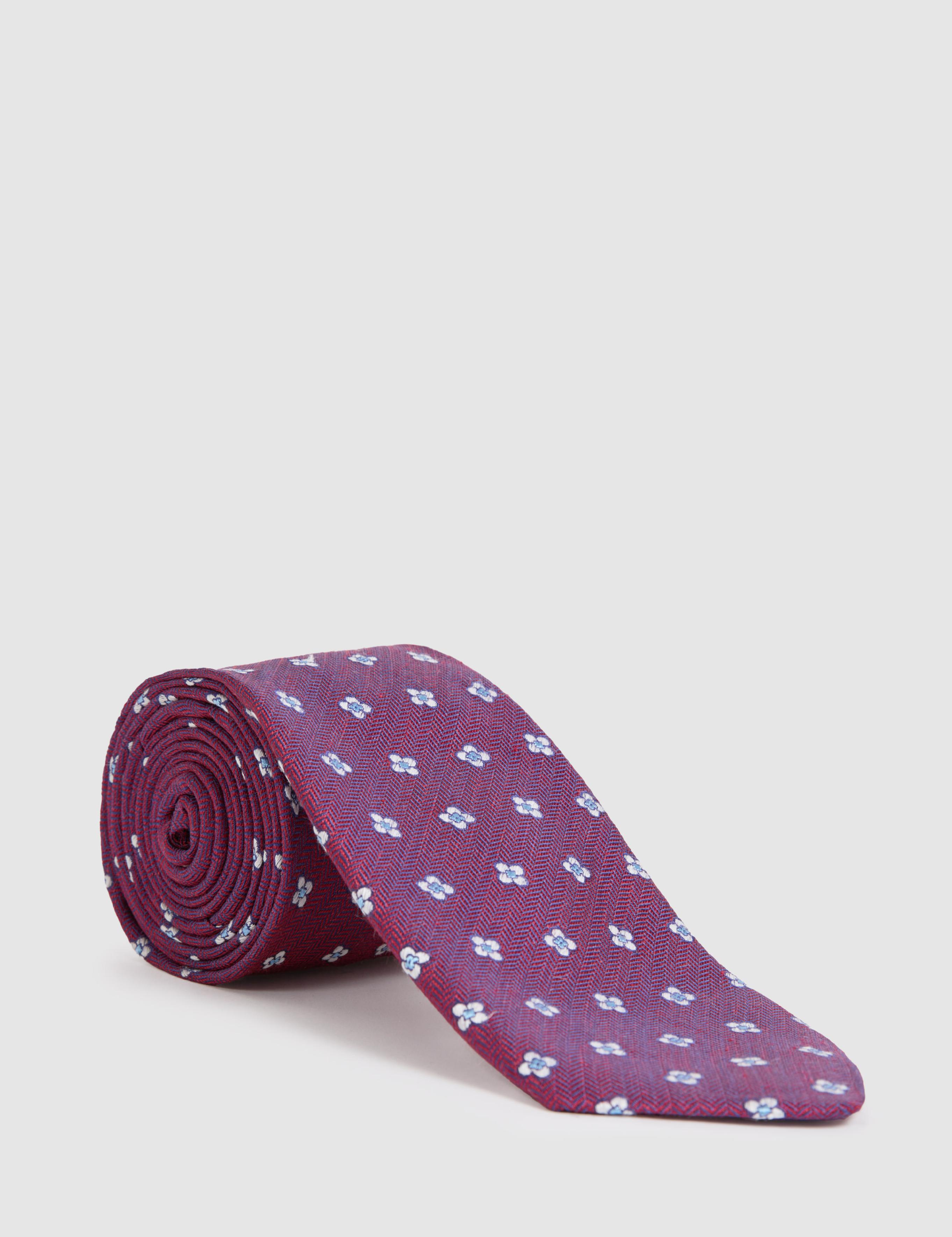 Bordo %100 İpek Desenli Kravat - 50325407002