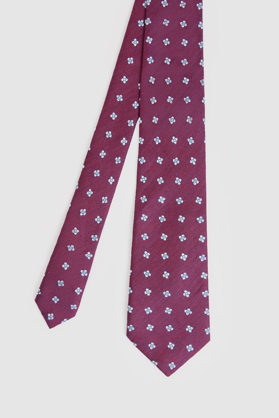 Bordo %100 İpek Desenli Kravat - 50325407002
