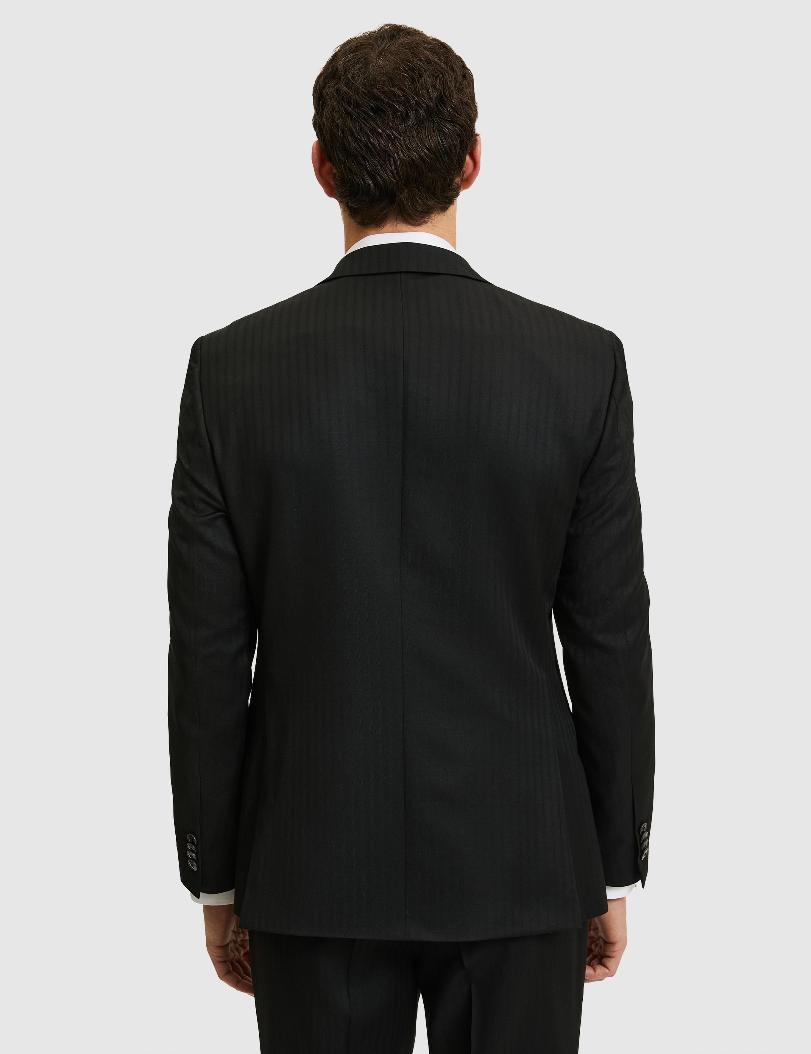 Siyah Slim Fit Yün Karışımlı Çizgili Takım Elbise - 50319545041
