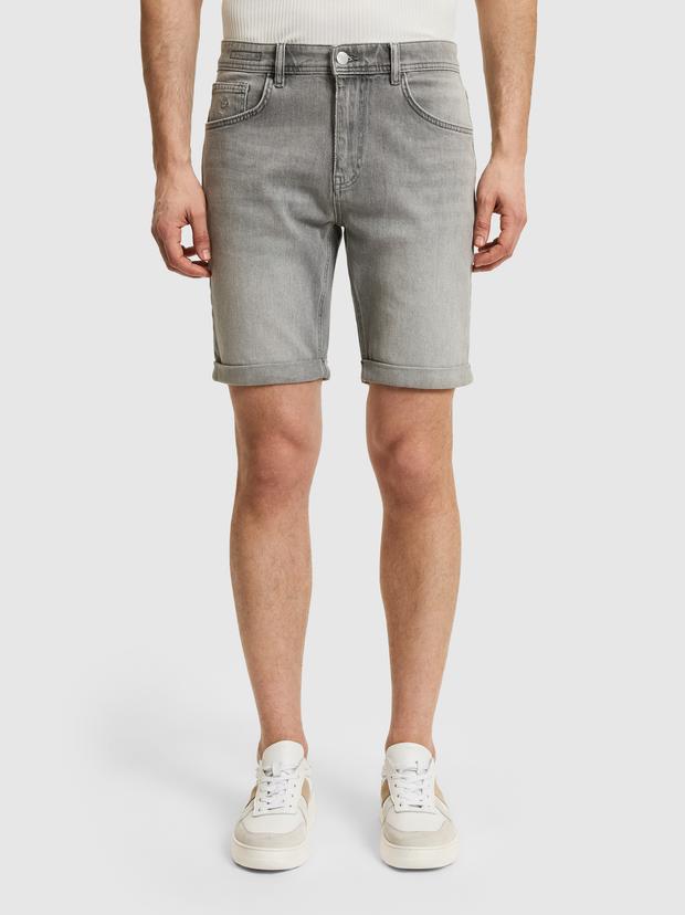 Gri Regular Fit Jean Bermuda Şort