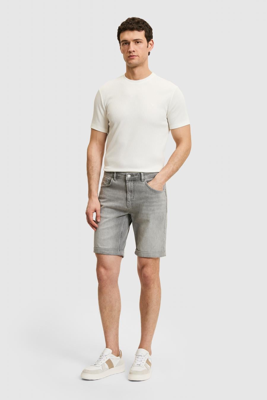 Gri Regular Fit Jean Bermuda Şort - 50268924003