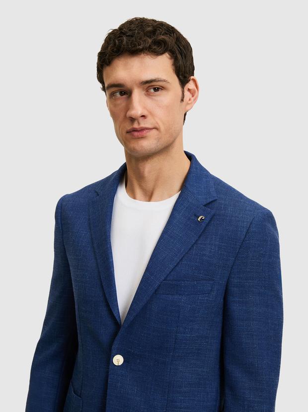 Mavi Slim Fit Keten Karışımlı Ceket