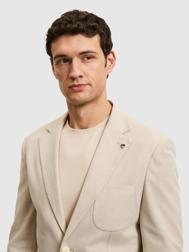 Ekru Slim Fit Ceket