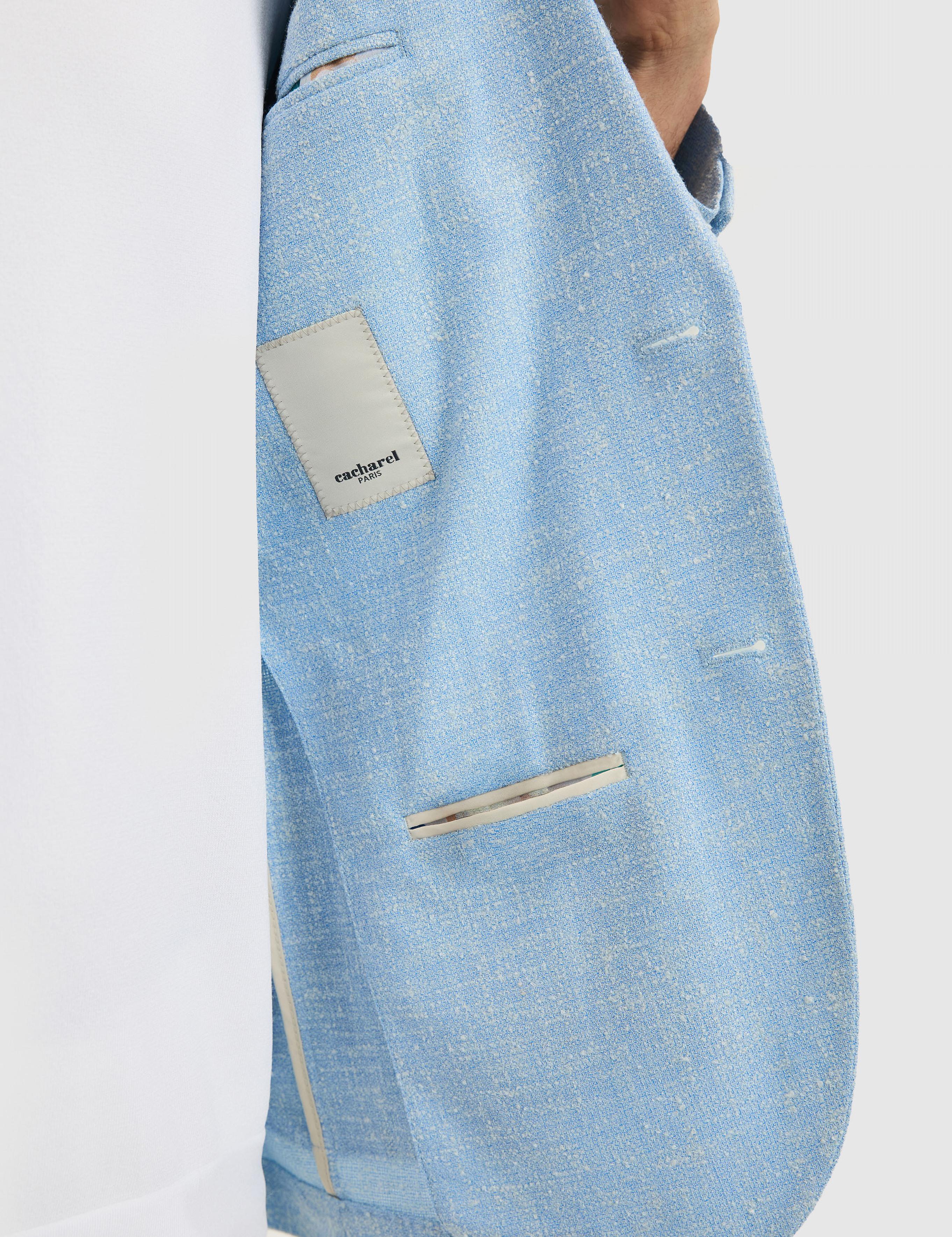 Açık Mavi Slim Fit Yün İpek Karışımlı Ceket - 50284564089