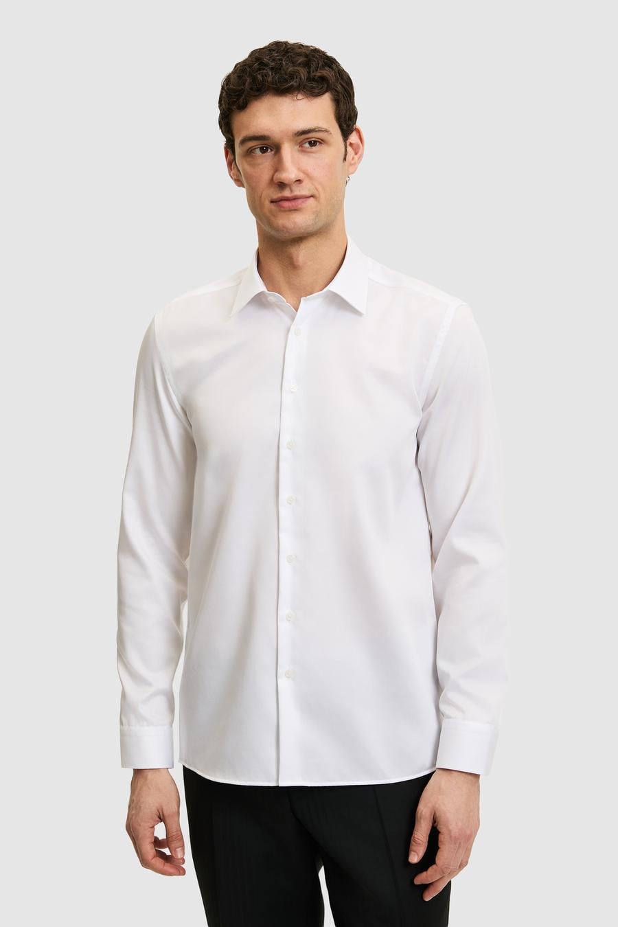 Beyaz Slim Fit %100 Pamuk Klasik Yaka Non Iron Gömlek - 50330012006
