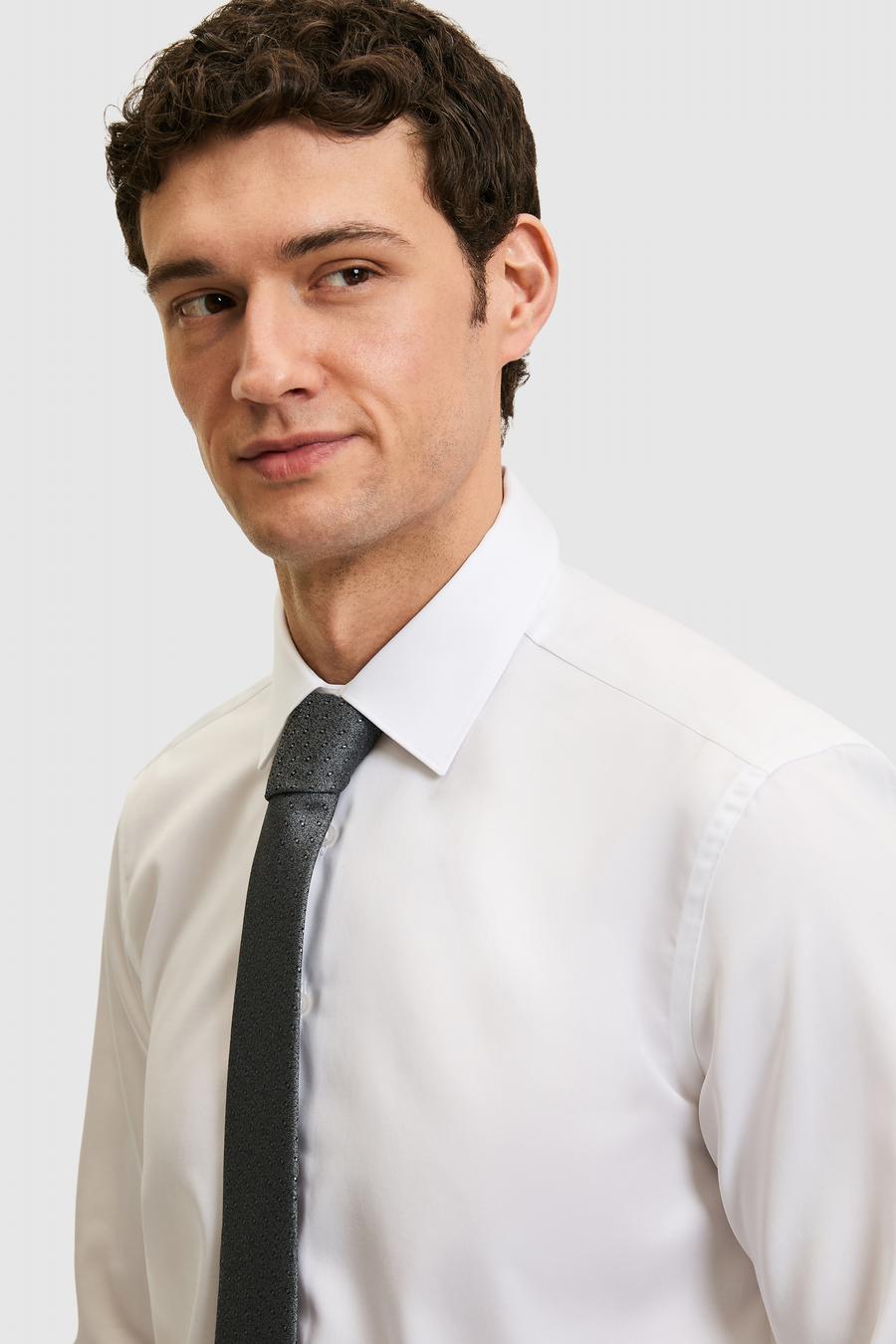 Beyaz Slim Fit %100 Pamuk Klasik Yaka Non Iron Gömlek - 50330012006