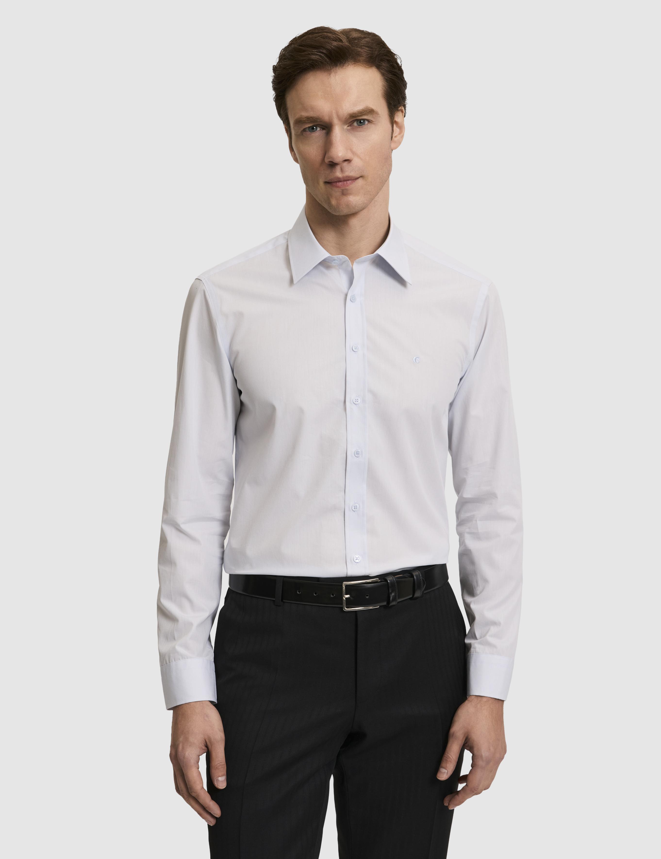 Açık Mavi Slim Fit Pamuk Klasik Gömlek - 50294746024