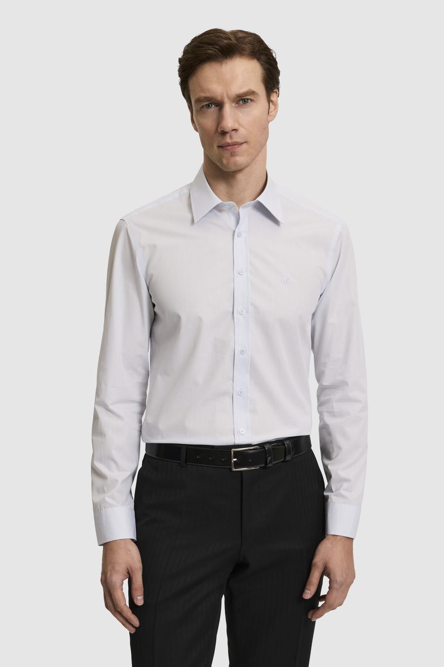 Açık Mavi Slim Fit Pamuk Klasik Gömlek - 50294746024