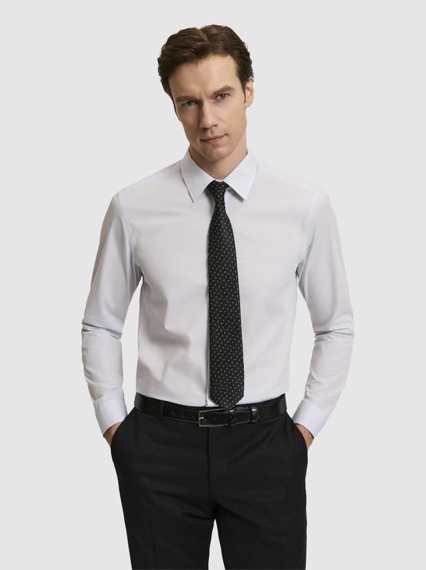 Açık Mavi Slim Fit Pamuk Klasik Gömlek