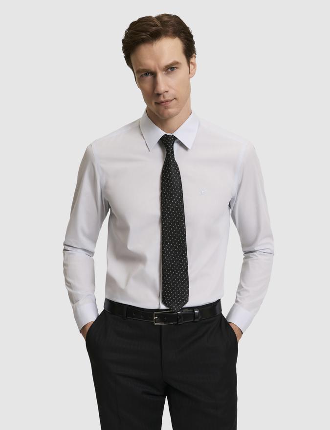 Açık Mavi Slim Fit Pamuk Klasik Gömlek