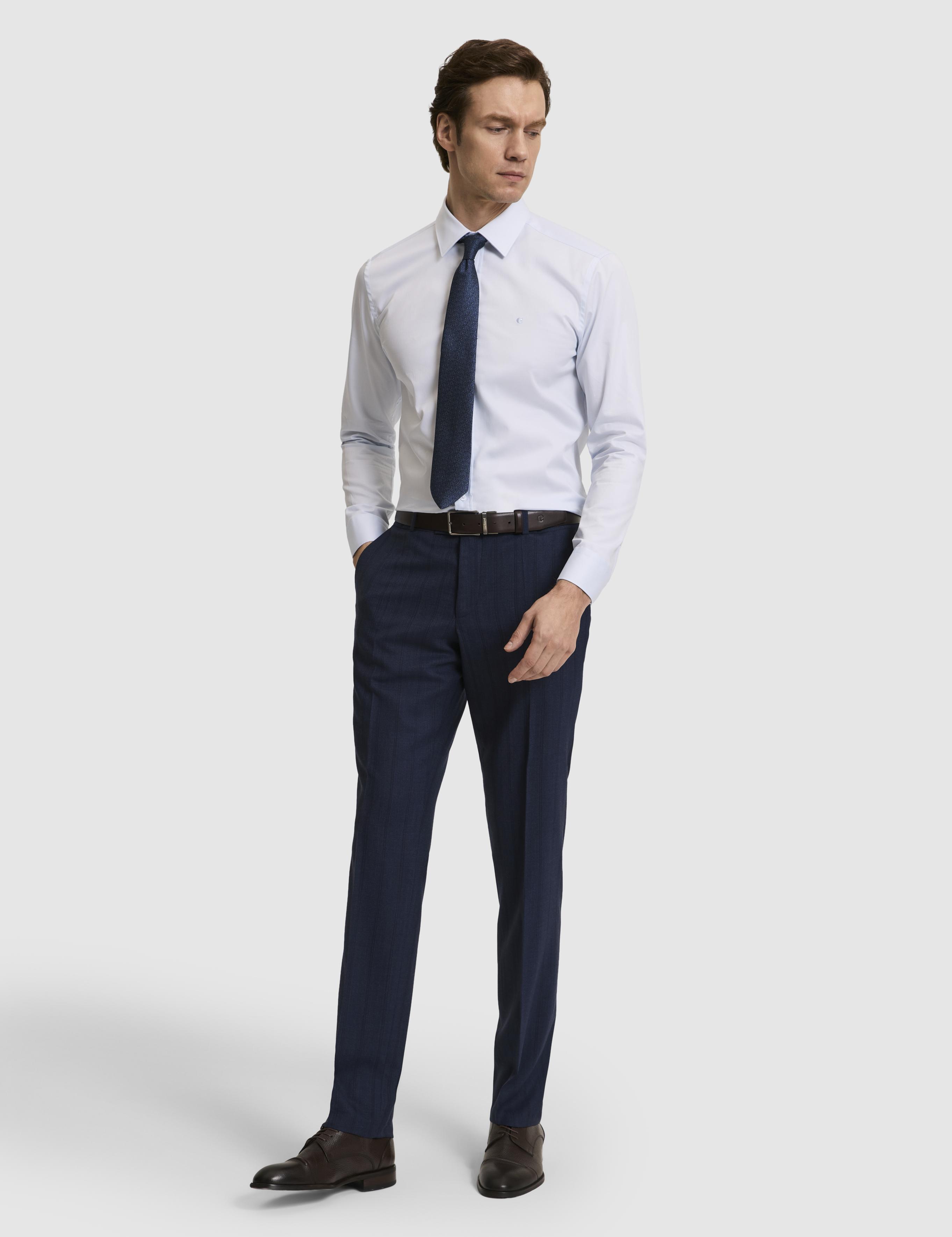 Açık Mavi Slim Fit Pamuk Klasik Gömlek - 50285570025