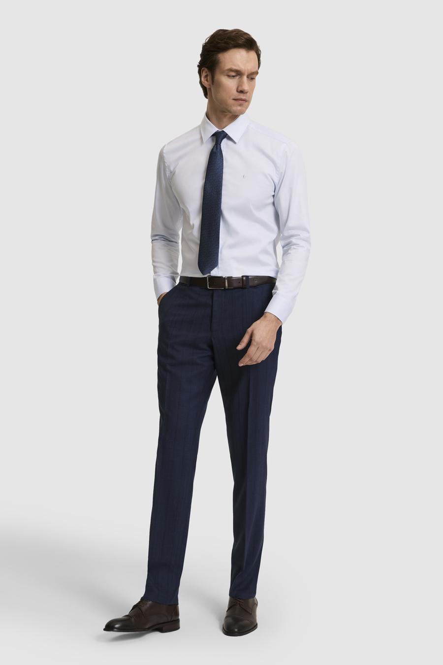 Açık Mavi Slim Fit Pamuk Klasik Gömlek - 50285570025