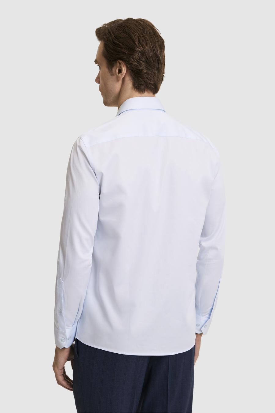 Açık Mavi Slim Fit Pamuk Klasik Gömlek - 50285570025