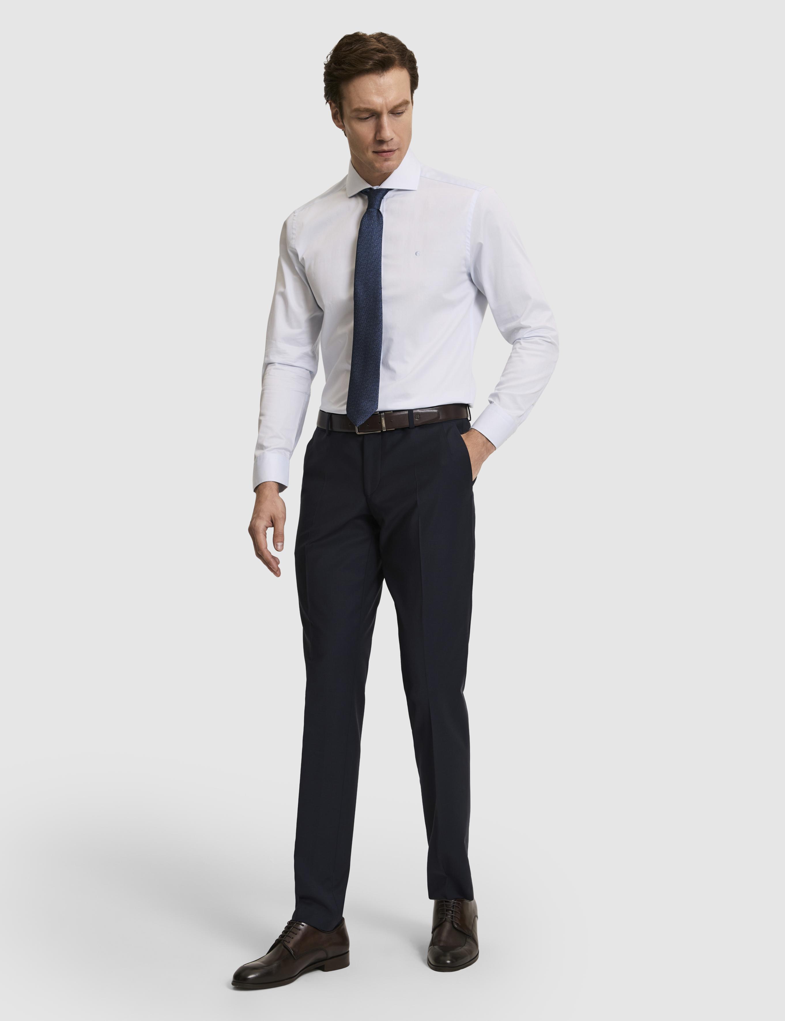 Açık Mavi Slim Fit Pamuk Klasik Gömlek - 50287784021