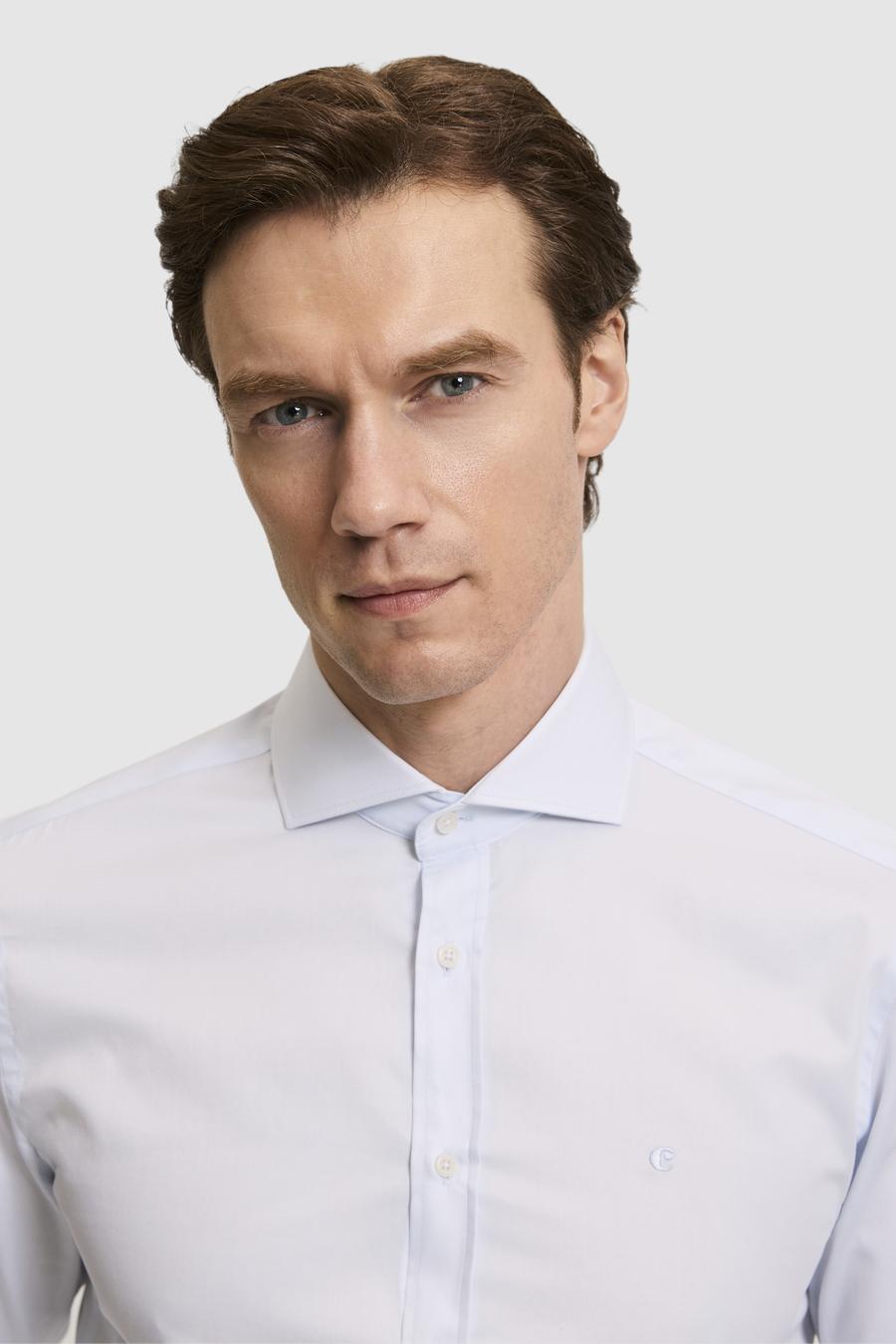Açık Mavi Slim Fit Pamuk Klasik Gömlek - 50287784021