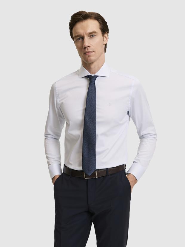 Açık Mavi Slim Fit Pamuk Klasik Gömlek