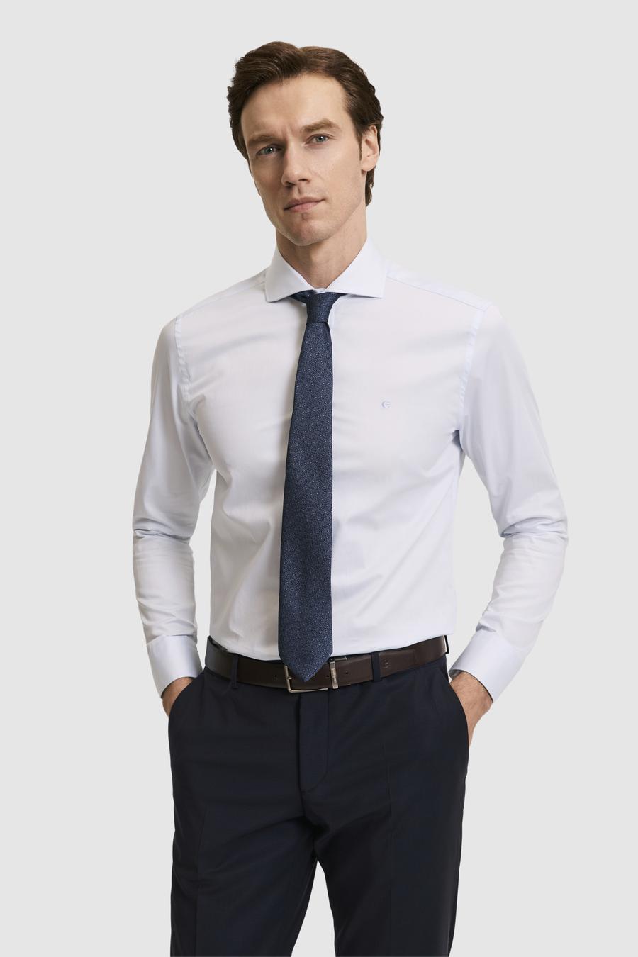 Açık Mavi Slim Fit Pamuk Klasik Gömlek - 50287784021