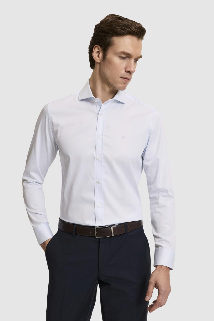 Açık Mavi Slim Fit Pamuk Klasik Gömlek - 50287784021