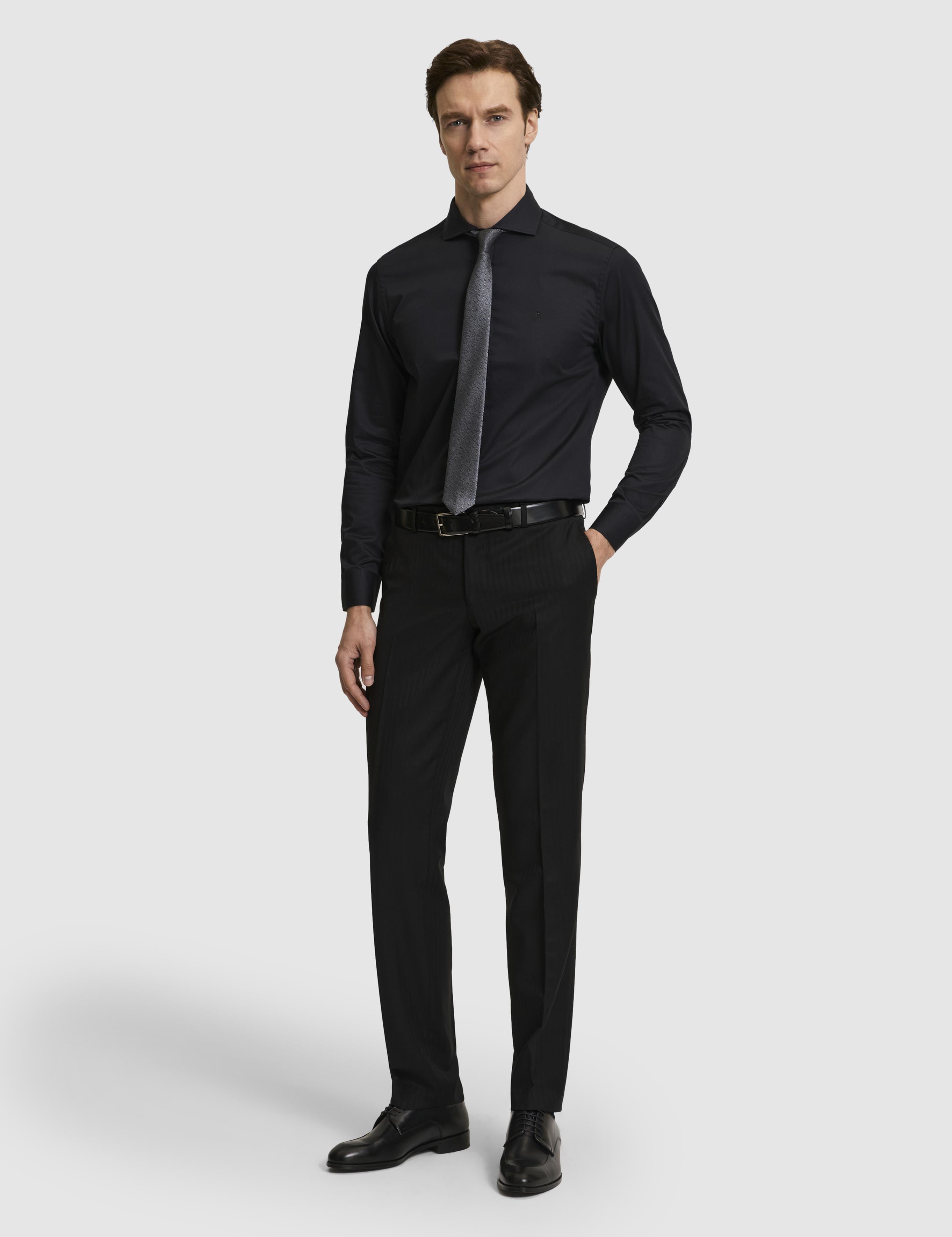 Siyah Slim Fit Pamuk Klasik Gömlek - 50287784060