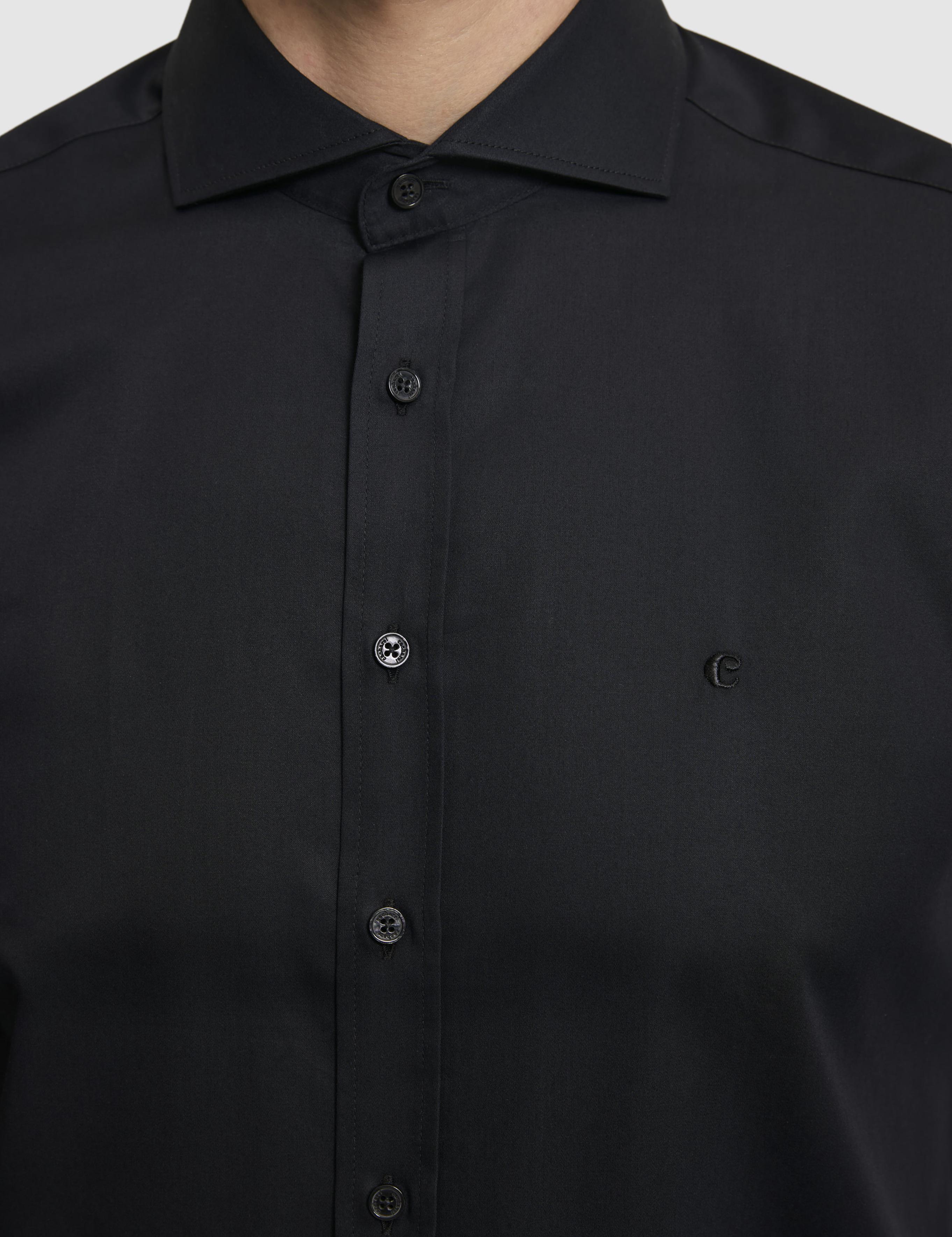 Siyah Slim Fit Pamuk Klasik Gömlek - 50287784060