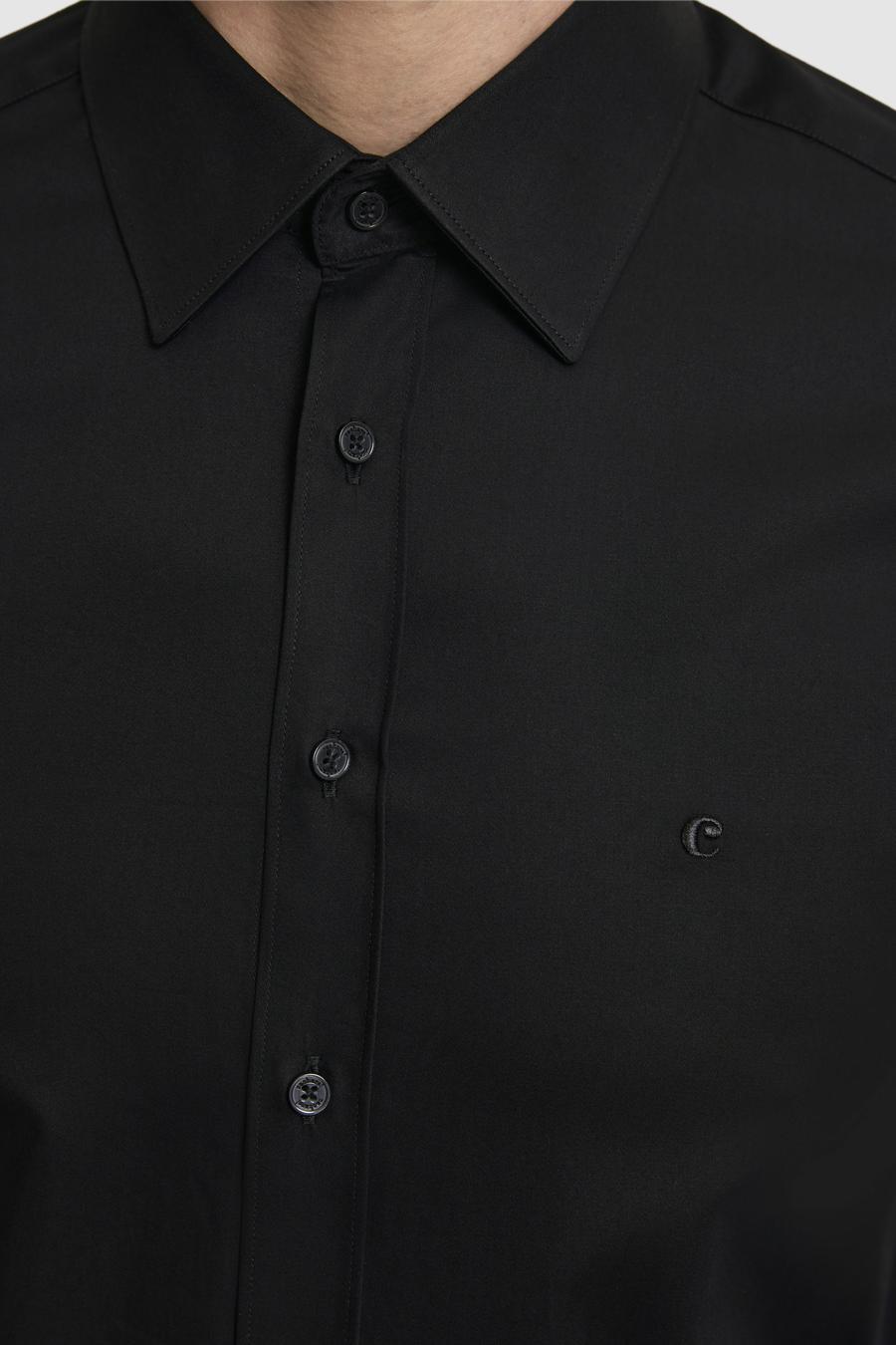 Siyah Slim Fit Pamuklu Klasik Gömlek - 50311551042