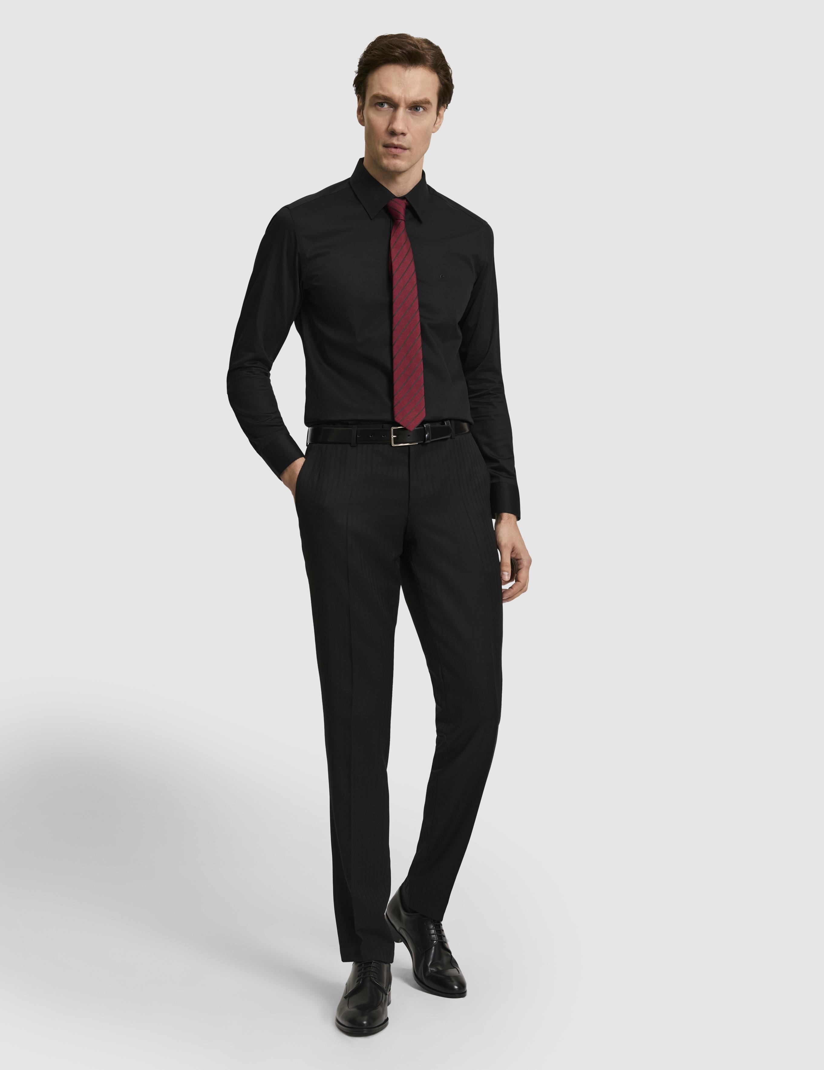 Siyah Slim Fit Pamuklu Klasik Gömlek - 50311551042