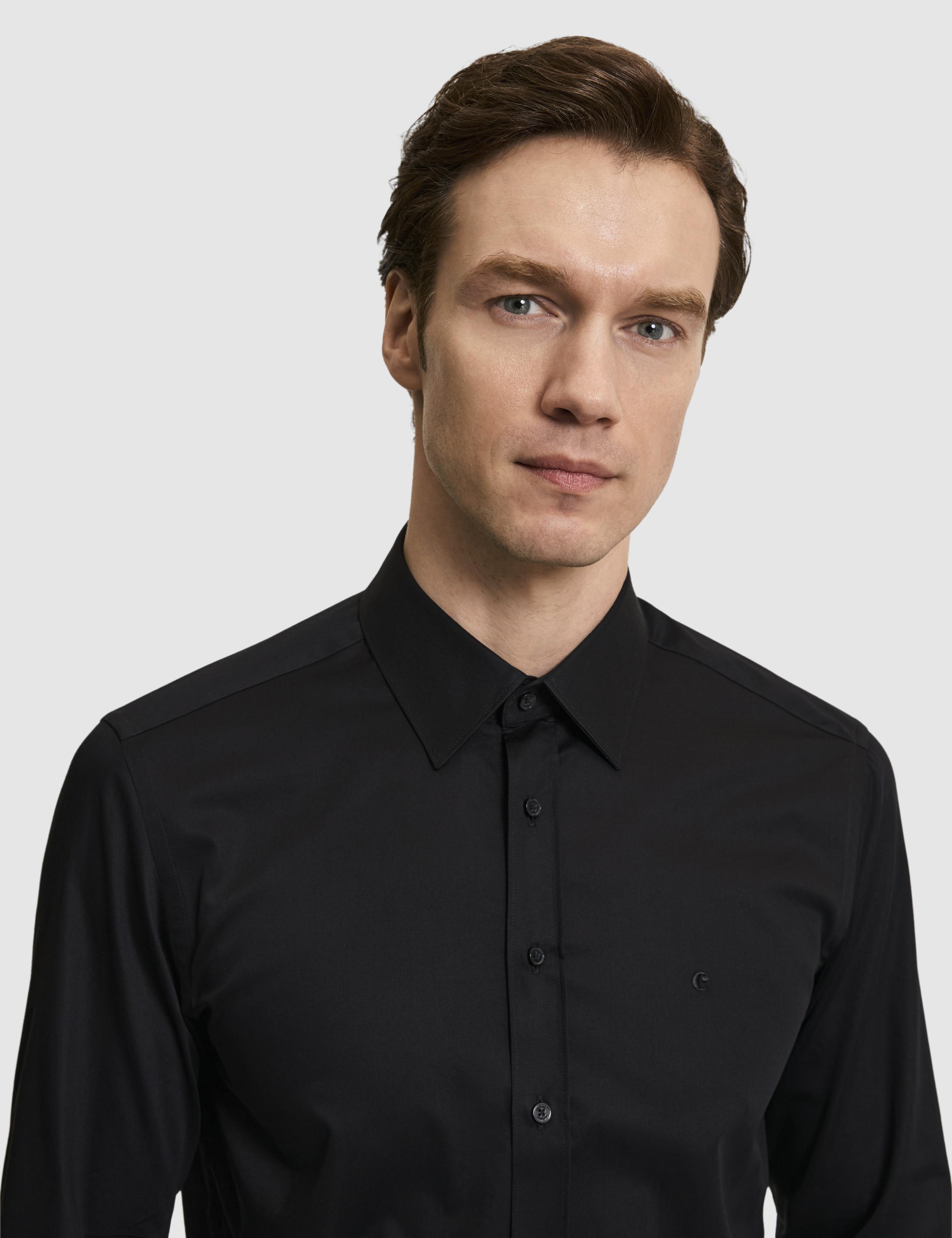 Siyah Slim Fit Pamuklu Klasik Gömlek - 50311551042