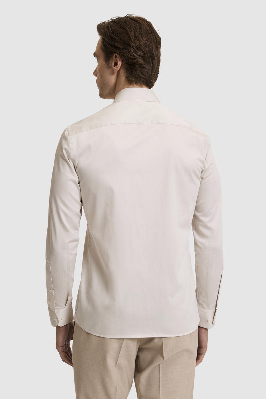 Bej Slim Fit Pamuklu Klasik Gömlek - 50311551091