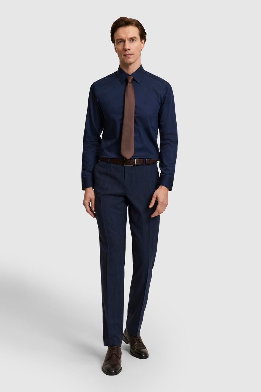 Lacivert Slim Fit Pamuklu Klasik Gömlek - 50311551056