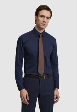 Lacivert Slim Fit Pamuklu Klasik Gömlek