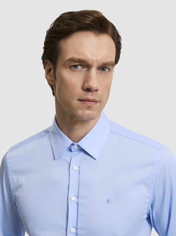 Mavi Slim Fit Klasik Yaka Basic Gömlek
