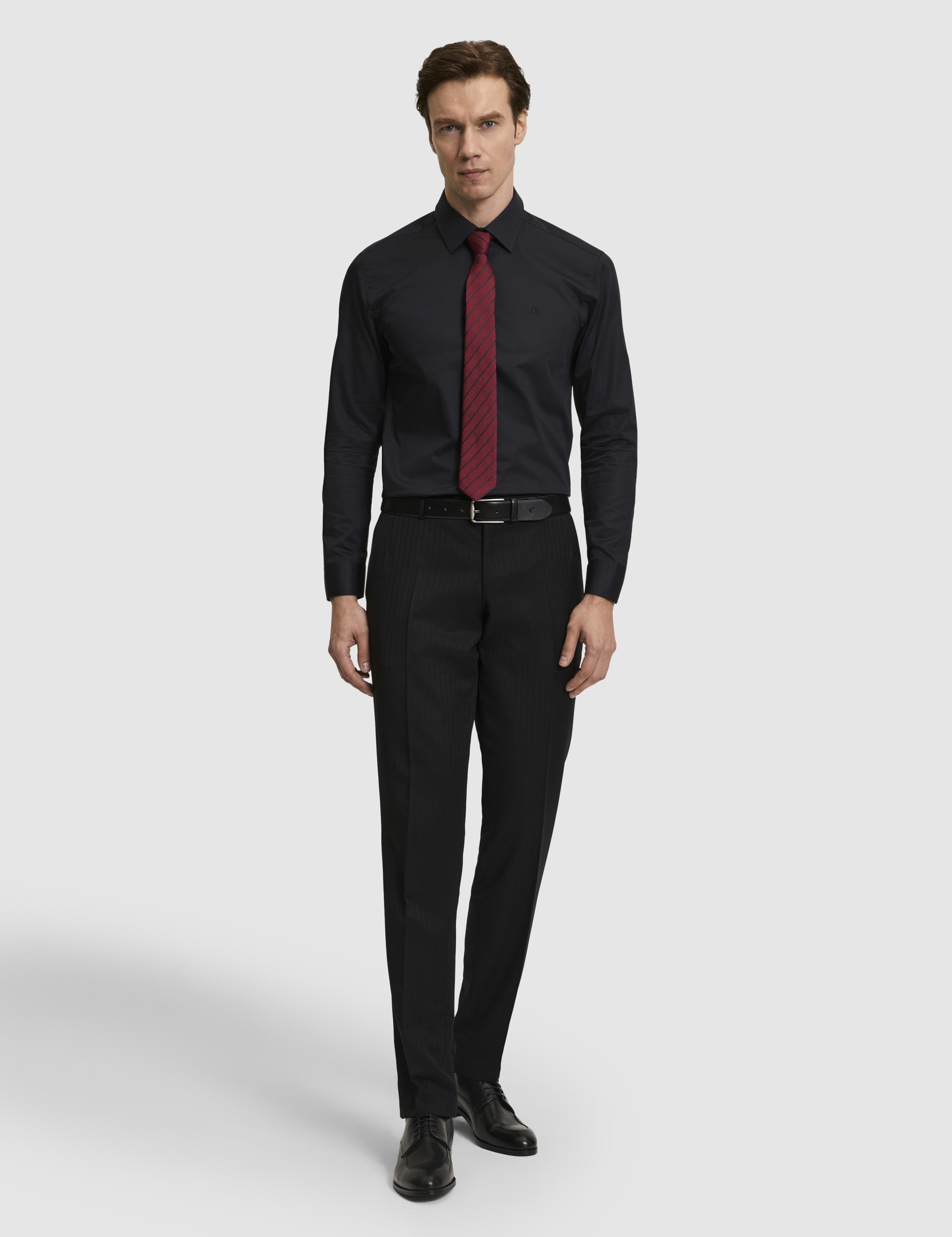 Siyah Slim Fit Klasik Yaka Basic Gömlek - 50304037064