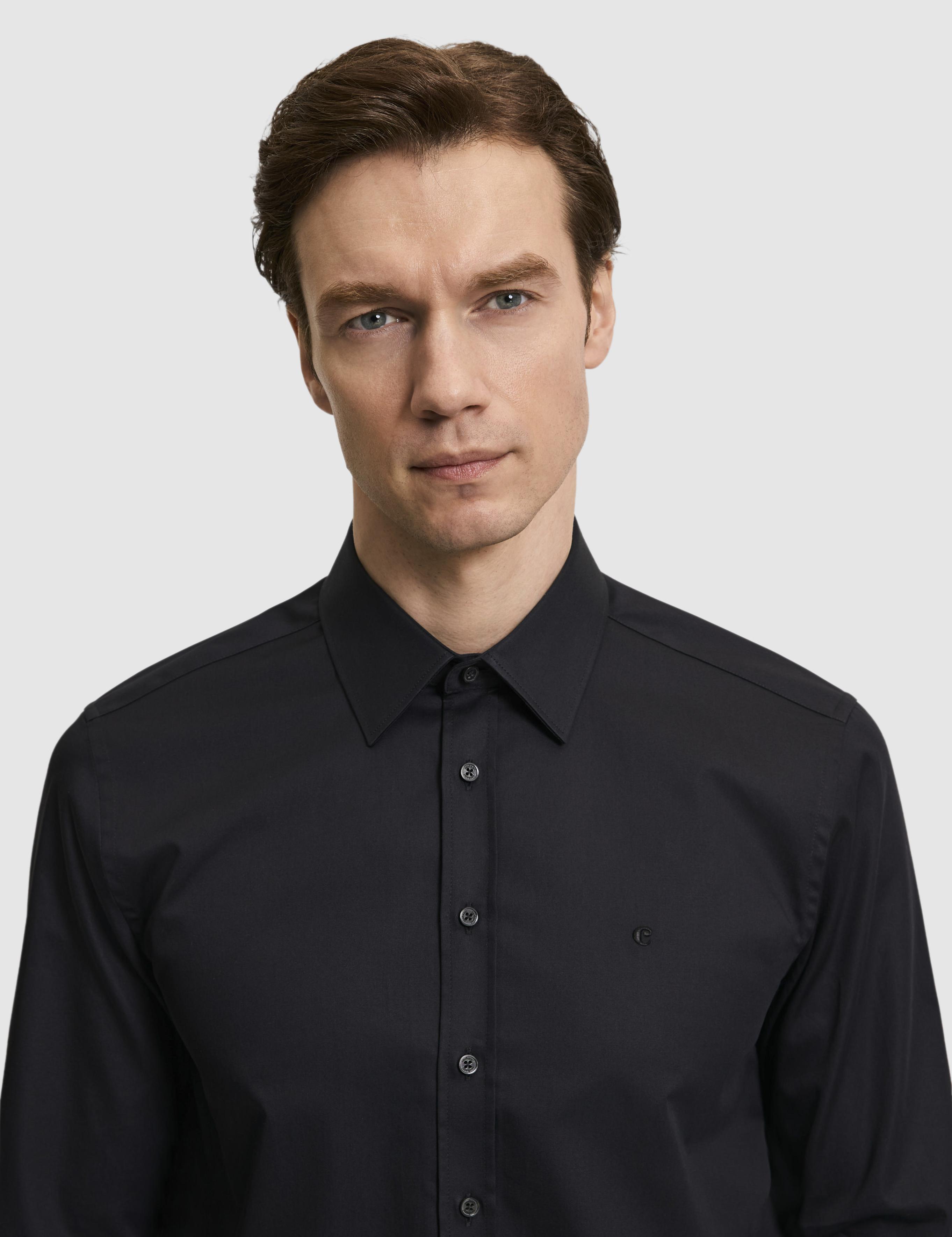 Siyah Slim Fit Klasik Yaka Basic Gömlek - 50304037064
