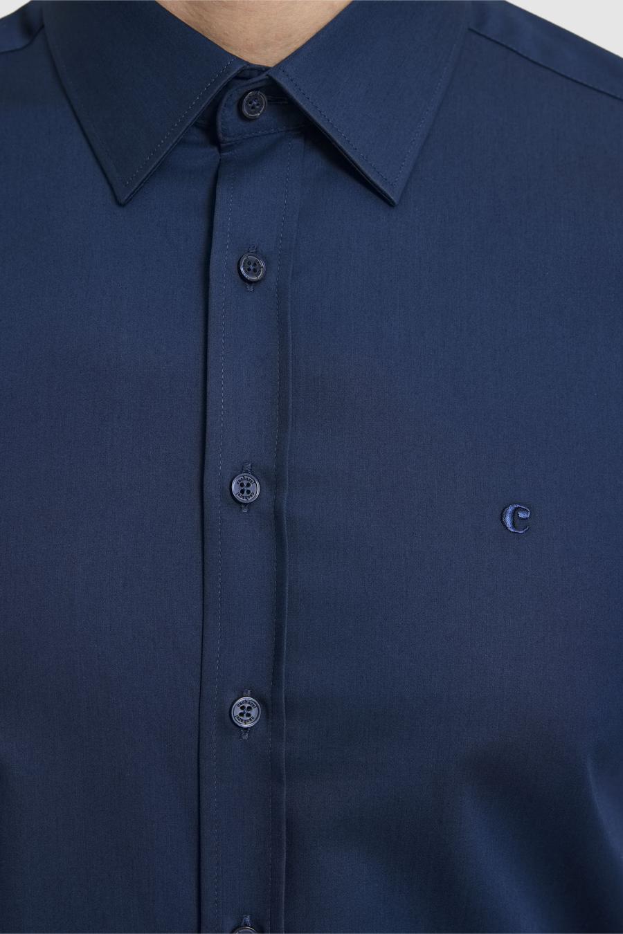 Lacivert Slim Fit Klasik Yaka Basic Gömlek - 50304037089