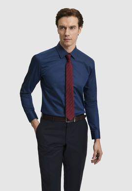 Lacivert Slim Fit Klasik Yaka Basic Gömlek