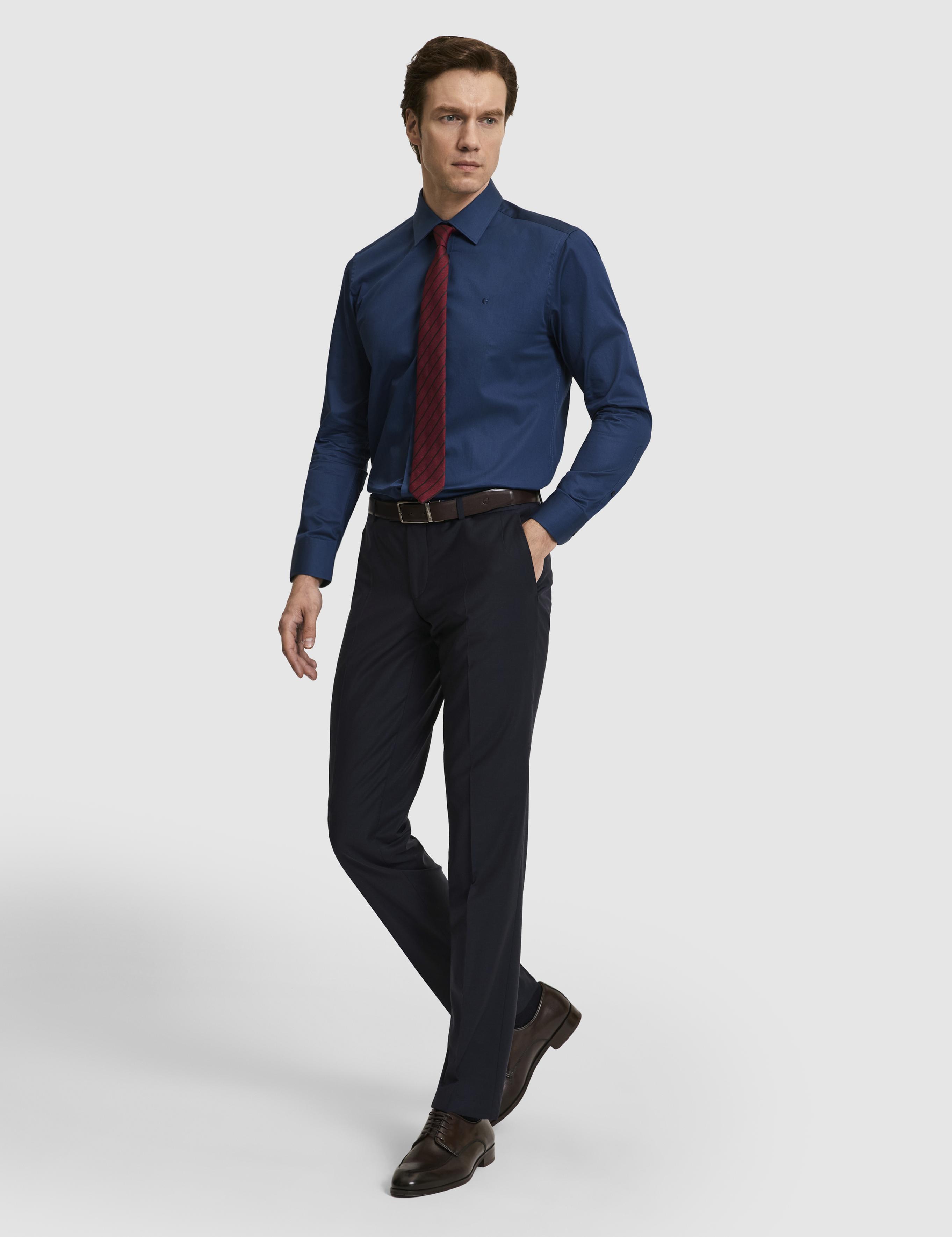 Lacivert Slim Fit Klasik Yaka Basic Gömlek - 50304037089