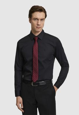 Siyah Slim Fit Klasik Yaka Basic Gömlek