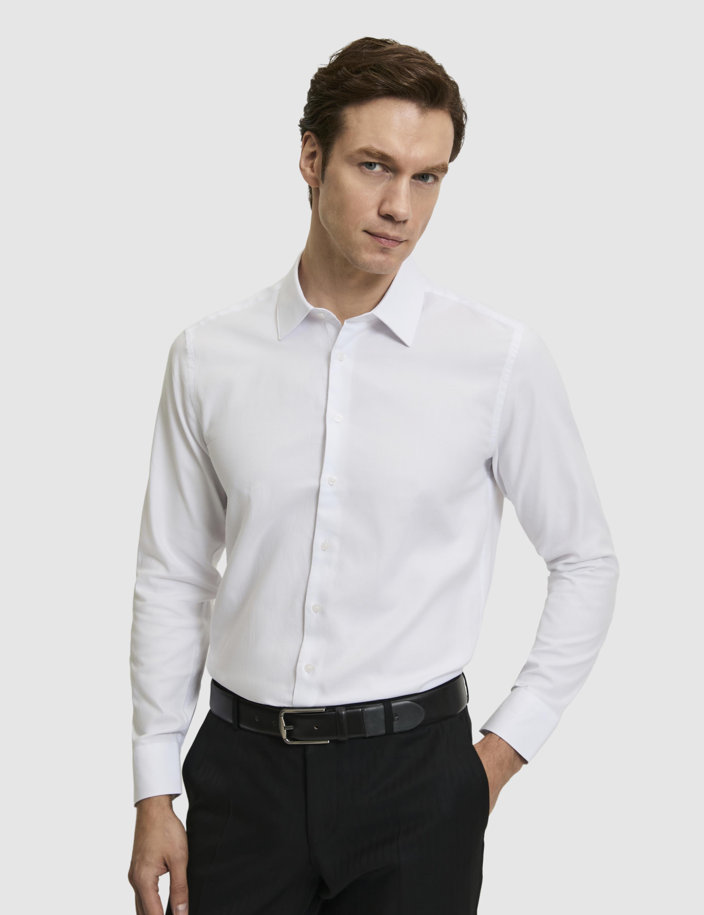 Beyaz Slim Fit %100 Pamuk Klasik Yaka Oxford Gömlek - 50318293024