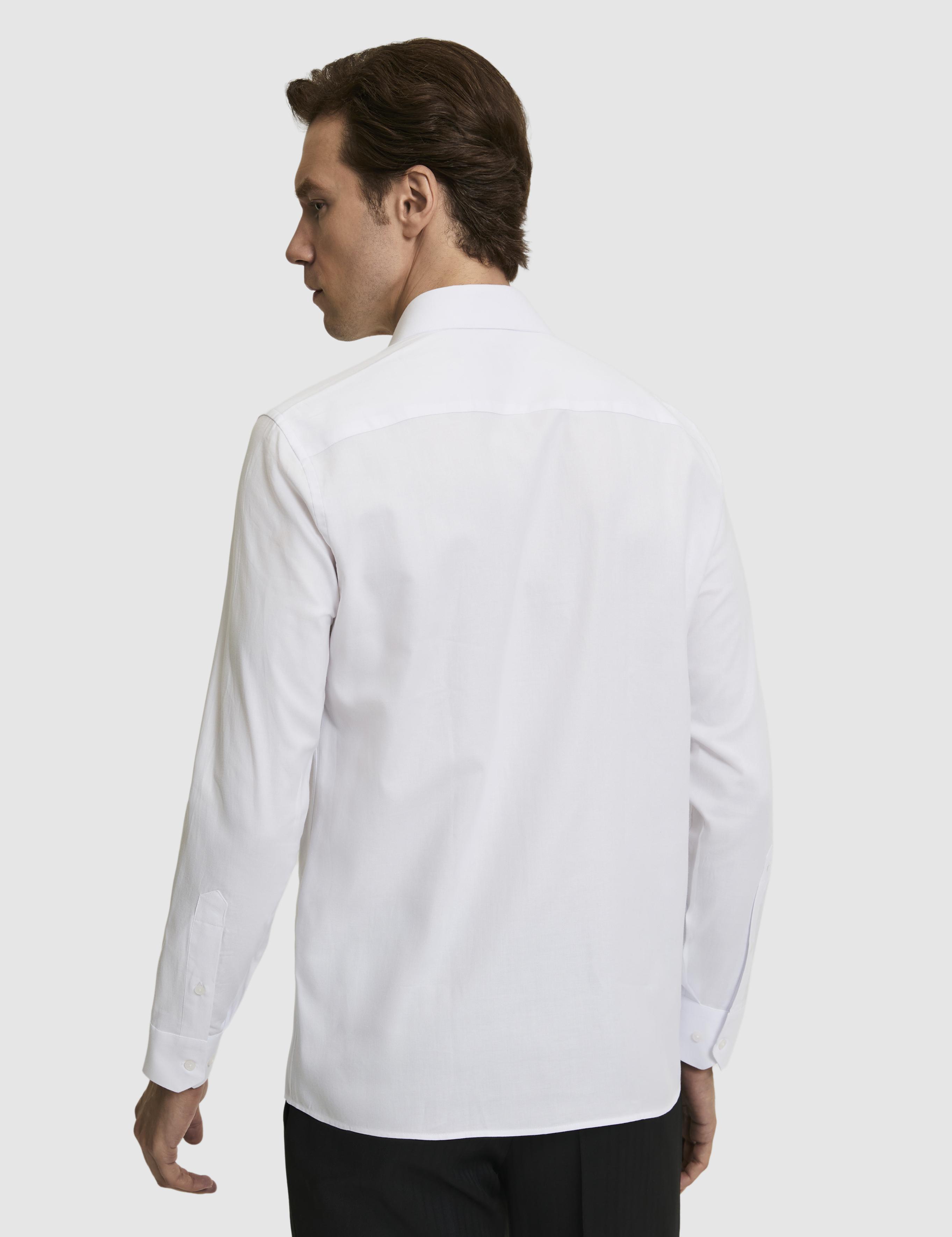Beyaz Slim Fit %100 Pamuk Klasik Yaka Oxford Gömlek - 50318293024