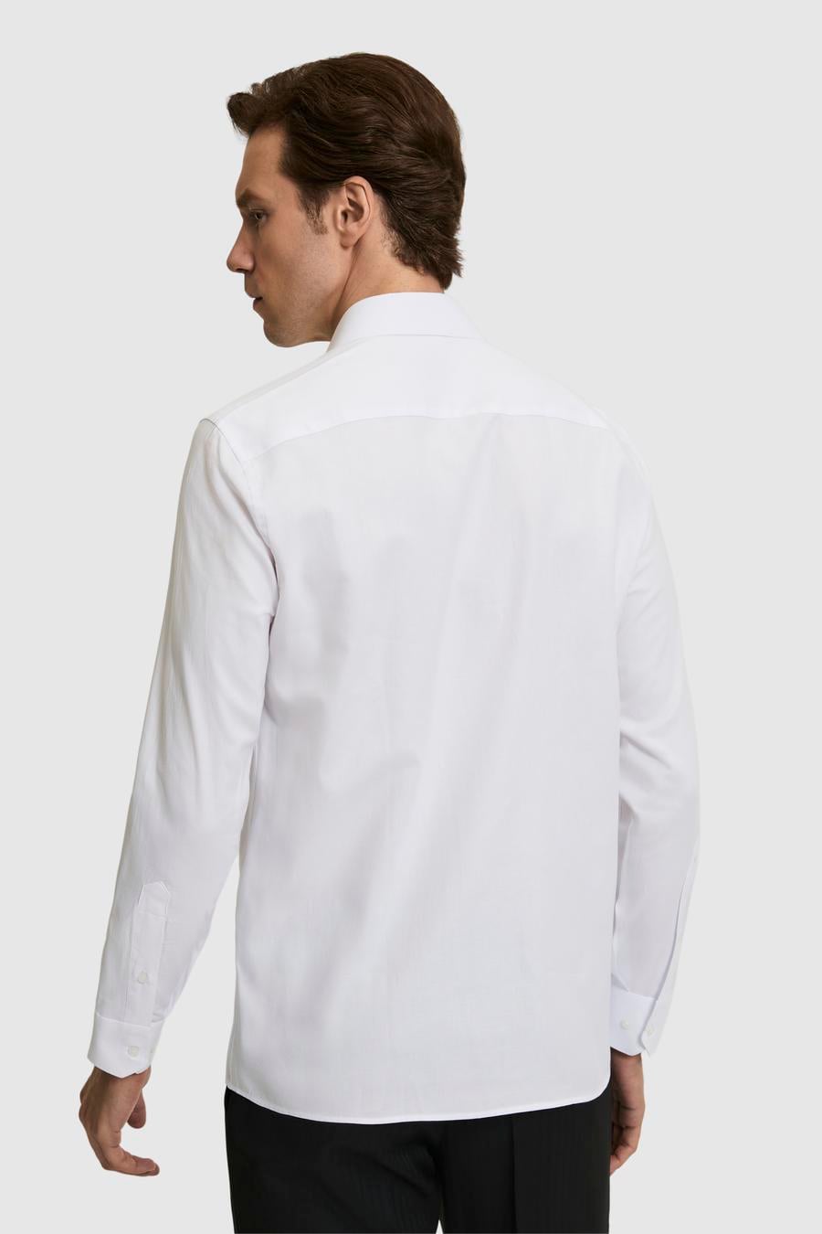 Beyaz Slim Fit %100 Pamuk Klasik Yaka Oxford Gömlek - 50318293024
